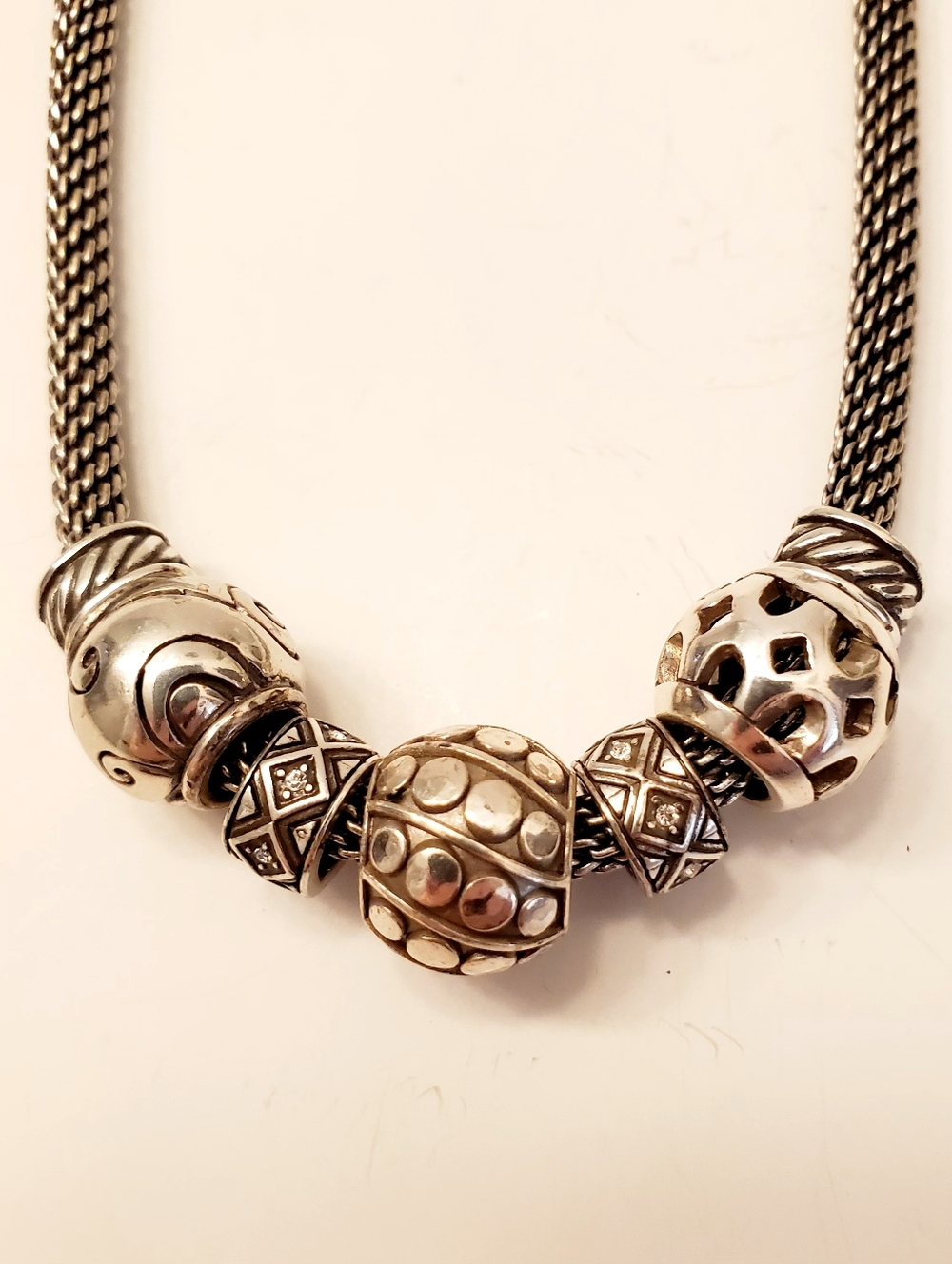 Brighton Silver Bead Charm Necklace, 19 Inches, Pretty